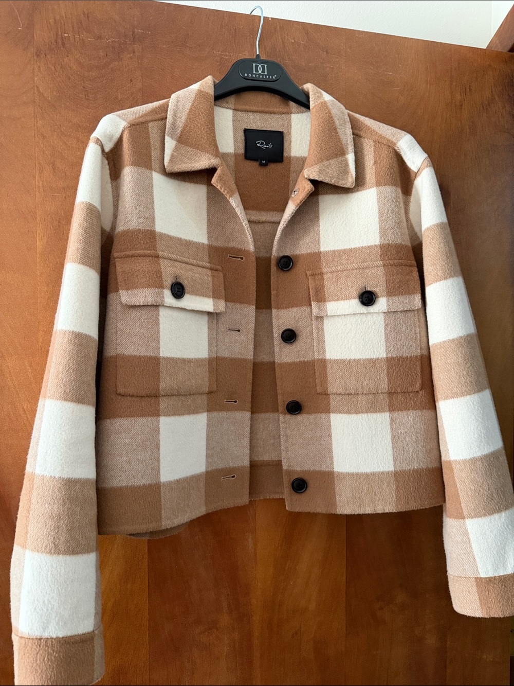 Rails Plaid Shacket Jacket in Cream & Tan